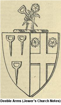 Deeble coat of arms from Jewer's Church Notes