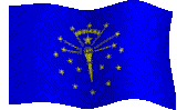 Color animated image of the Indiana state flag waving in the breeze