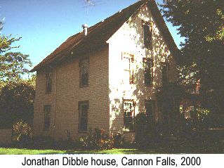 Color photo of the Jonathan Dibble house in Cannon Falls in 2000