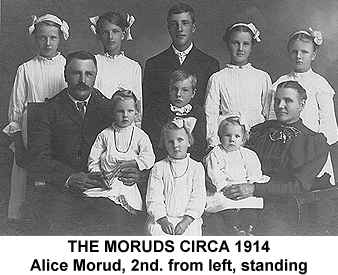 Black and white photograph of the Morud family circa 1914