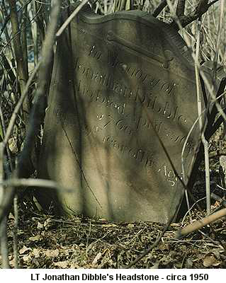 Color photo of Lt. Jonathan Dibble's headstone taken circa 1950