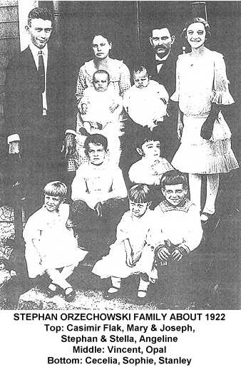 Photocopy of a black and white family photo of the Stephan Orzechowski family in about 1922