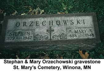 Color photo of Stephan and Mary Orzechowski's gravestone