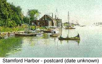 Postcard painting of Stamford Harbor